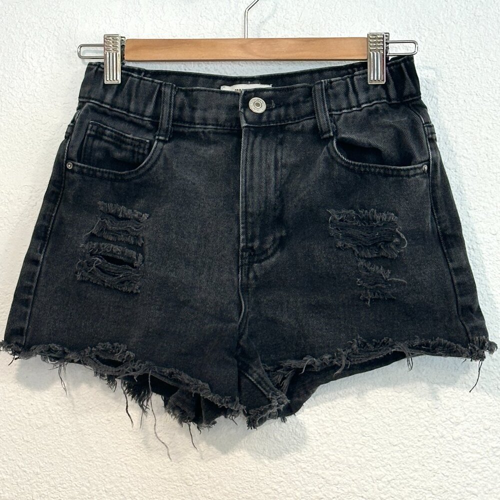 Forever 21 Cut Off Jean Shorts Distressed W25xL2.75 Black Frayed Hem Size Small